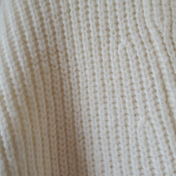 TALBOTS CHUNKY KNIT WOOL BLEND SWEATER CREAM V-NECK SHAWL TUNIC SIZE MEDIUM - Picture 2 of 7
